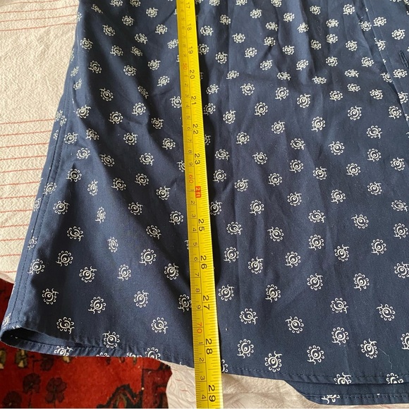 Navy Blue paisley Patterned Men's Button Up Shirt size L slim fit 100% cotton - Picture 8 of 10